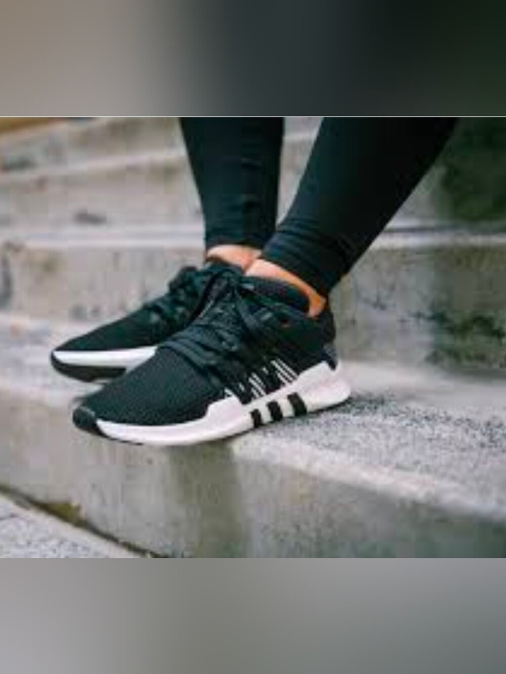 Adidas EQT Black Knit Athletic Sneakers with White Sole